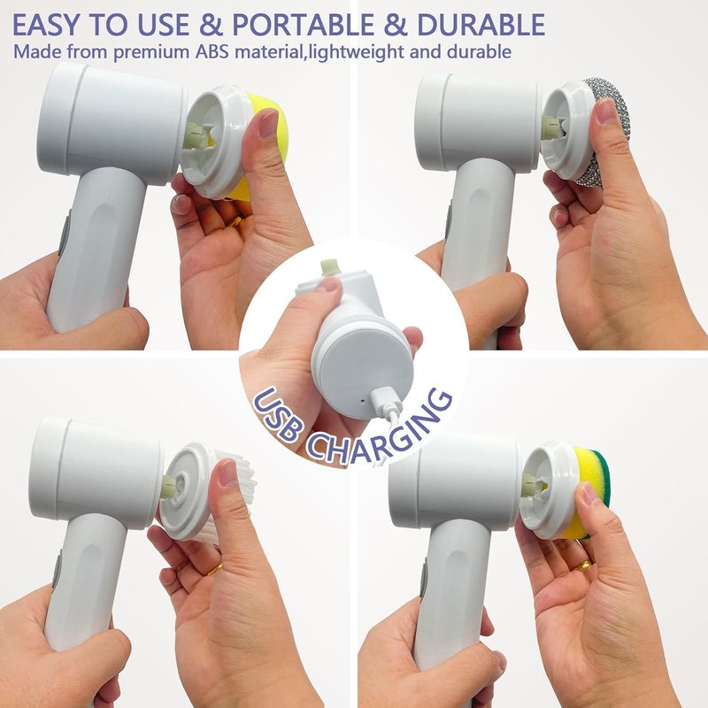 HFLYJPYW Electric Spin Scrubber - Shower Scrubber,Bathroom Scrubber Electric,for Cleaning Tub, Floor, Tile, Window, Sink, Kitchen Cleaning with 6 Electric Cleaning Brush Head (6) - Image 4